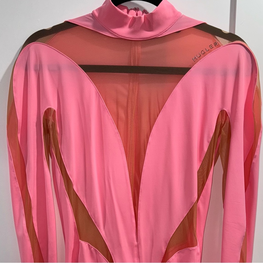 Mugler Pink and Tan Long Sleeve Dress
